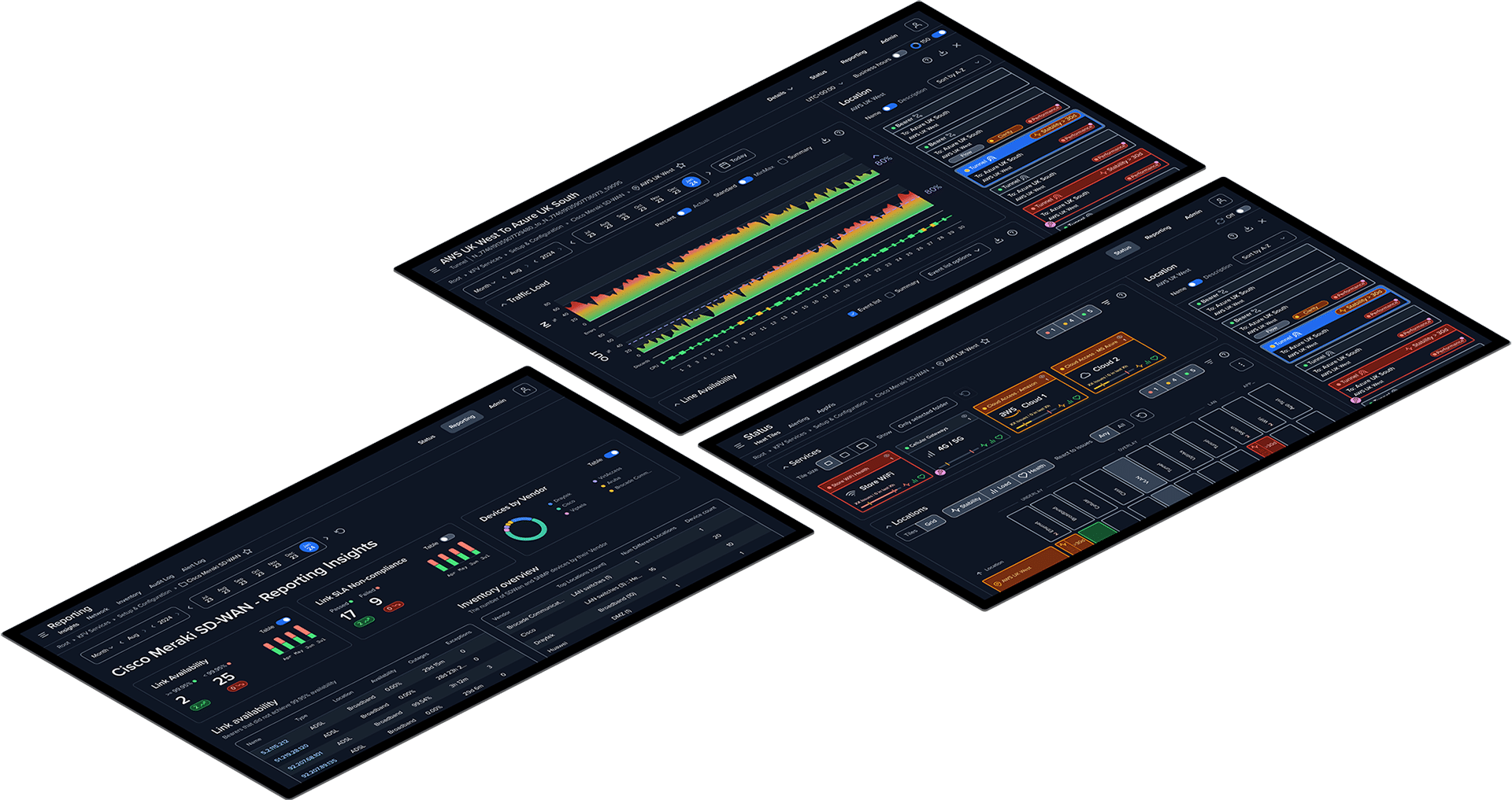 Screen previews in an isometric layout
